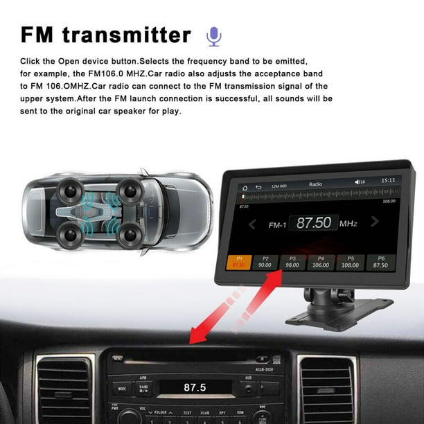 Radio De Coche 7 pulgadas FM Radio HD 1024P Carplay inalámbrico Android Auto  MP5 Player (con sombra)