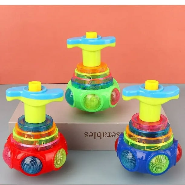 Trompos iluminados para niños, 3 juguetes OVNI con luces LED intermitentes,  juego de giroscopio musical, juguetes de actividades giratorias, juguetes  giroscópicos giratorios a mano novedosos