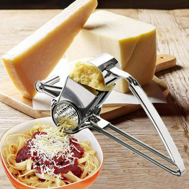 7 - 7 agujeros) Molinillo de queso manual, rallador de parmesano, rallador  de tambor de acero inoxidable para alimentos, cocina, herramienta rotativa,  rallador de queso JM