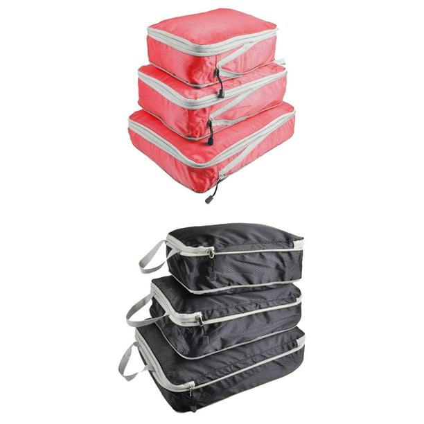 2 juegos de bolsas de compresión, cubo de embalaje de almacenamiento,  plegable, ligero, resistente al agua, bolsa resistente al desgaste,  organizador de , maleta de viaje Sunnimix Cubo de empaque de compresión