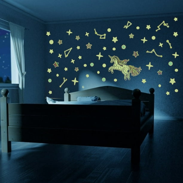 435 unids/set luminoso 3D estrella Luna punto pared pegatinas niños  habitación techo decoración Wdftyju Libre de BPA