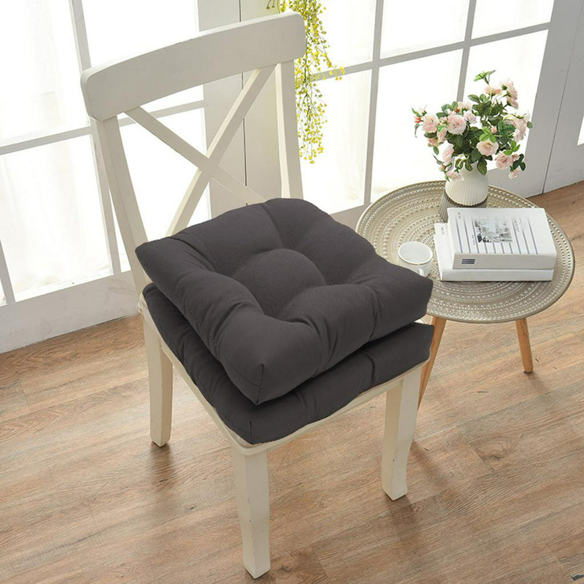 Juego de 6 cojines para silla, cuadrados sólidos, cojines para sillas de  comedor, almohadilla de asiento con lazos, almohadillas para sillas de