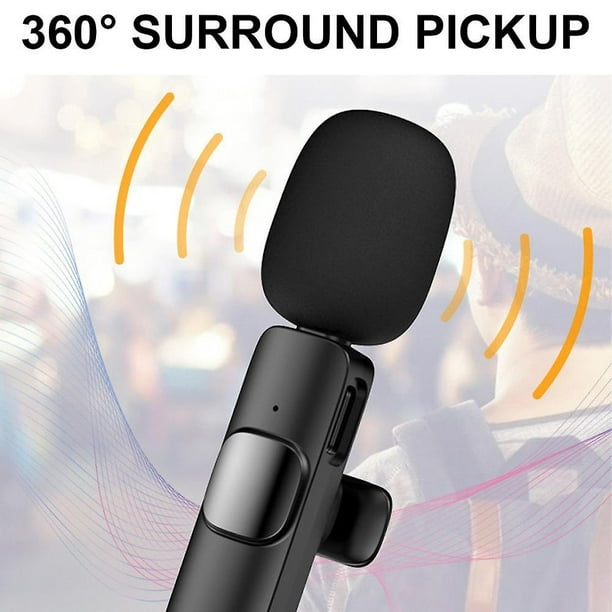 2 micrófonos inalámbricos Lavalier para iPhone iPad, micrófono inalámbrico  Plug-Play con reducción de ruido, micrófono de solapa de sincronización