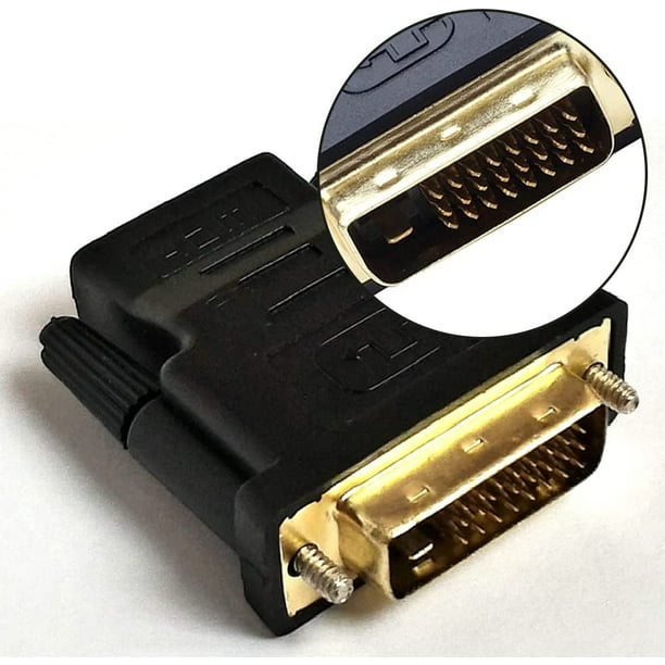  BENFEI Adaptador DVI a HDMI, DVI-D bidireccional a HDMI macho a  hembra con cable chapado en oro, paquete de 2 : Electrónica