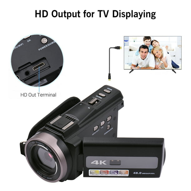 Andoer-videocámara Digital 4K Ultra HD, Monitor IPS de 3,0 pulgadas, DV de  mano con