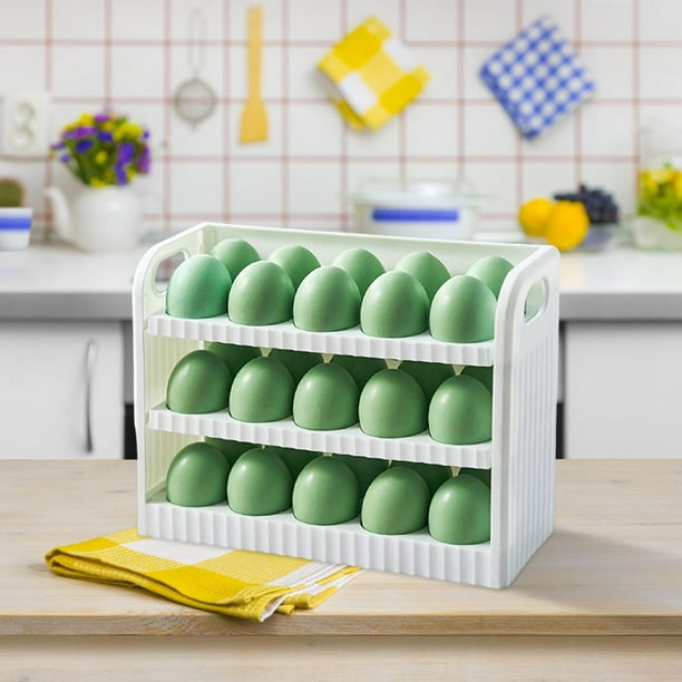 Soporte para Huevos de 3 Niveles para Refrigerador, Contenedor de  Almacenamiento de Huevos para Estante de Cocina de Despensa Verde perfecl  Titular de huevos