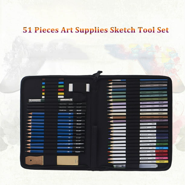 Pluma de dibujo H&B H&B 48Pcs Art Supplies Sketch Tool Set Lápices de dibujo  de dibujo profesional con bolsa H&B Pluma de dibujo