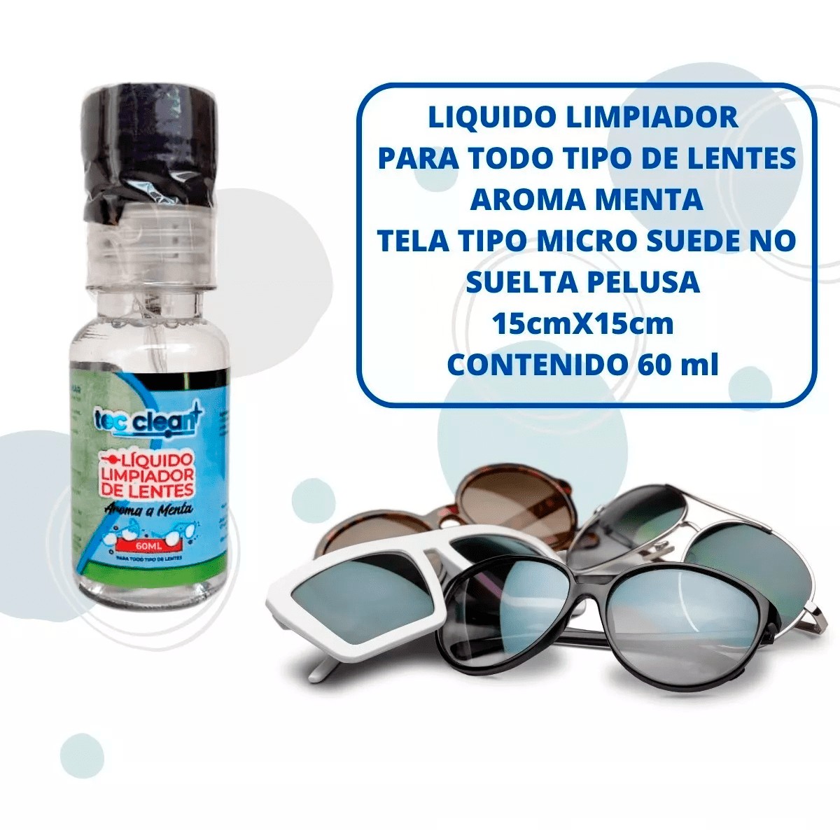 Limpiador De Lentes y pantalla del celular 60ml Tec Clean Tec clean limpiador de lentes 60ml Walmart en linea