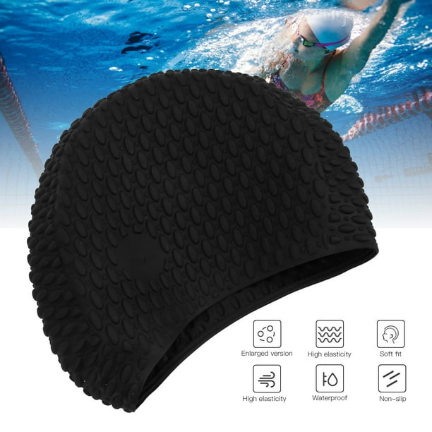 Gorro De Natación De Silicona Negra Para Mujer