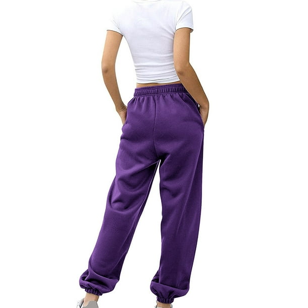 Gibobby Pantalones térmicos de mujer para el frío Pantalones de chándal  inferiores para mujer Pantalones de chándal Pantalones de yoga de talle con  bolsillos(Morado,CH)