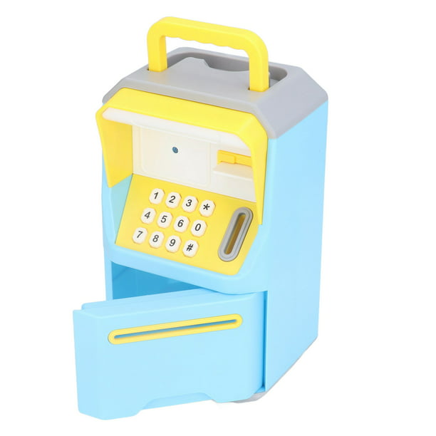 Hucha para niños, mini cajero automático azul, hucha, caja de