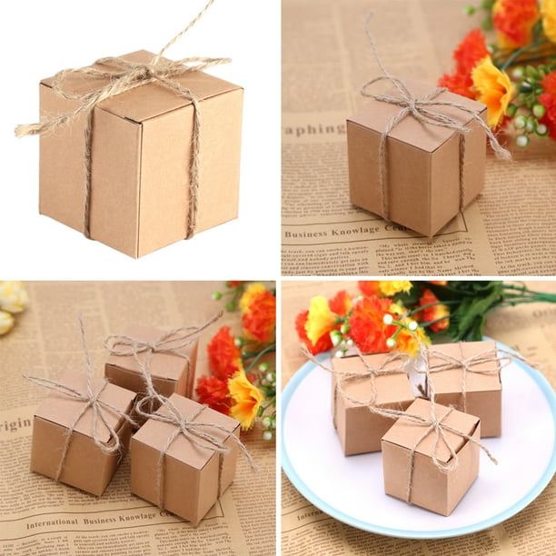 50 Piezas Cajas de Regalo, Caja de Regalo Papel Kraft, Cajas