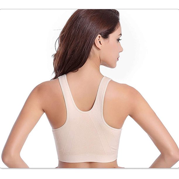 Sujetador deportivo con cremallera frontal para mujer Sujetador  postoperatorio inalámbrico Sujetador deportivo de yoga activo Adepaton  HMHZ246-1