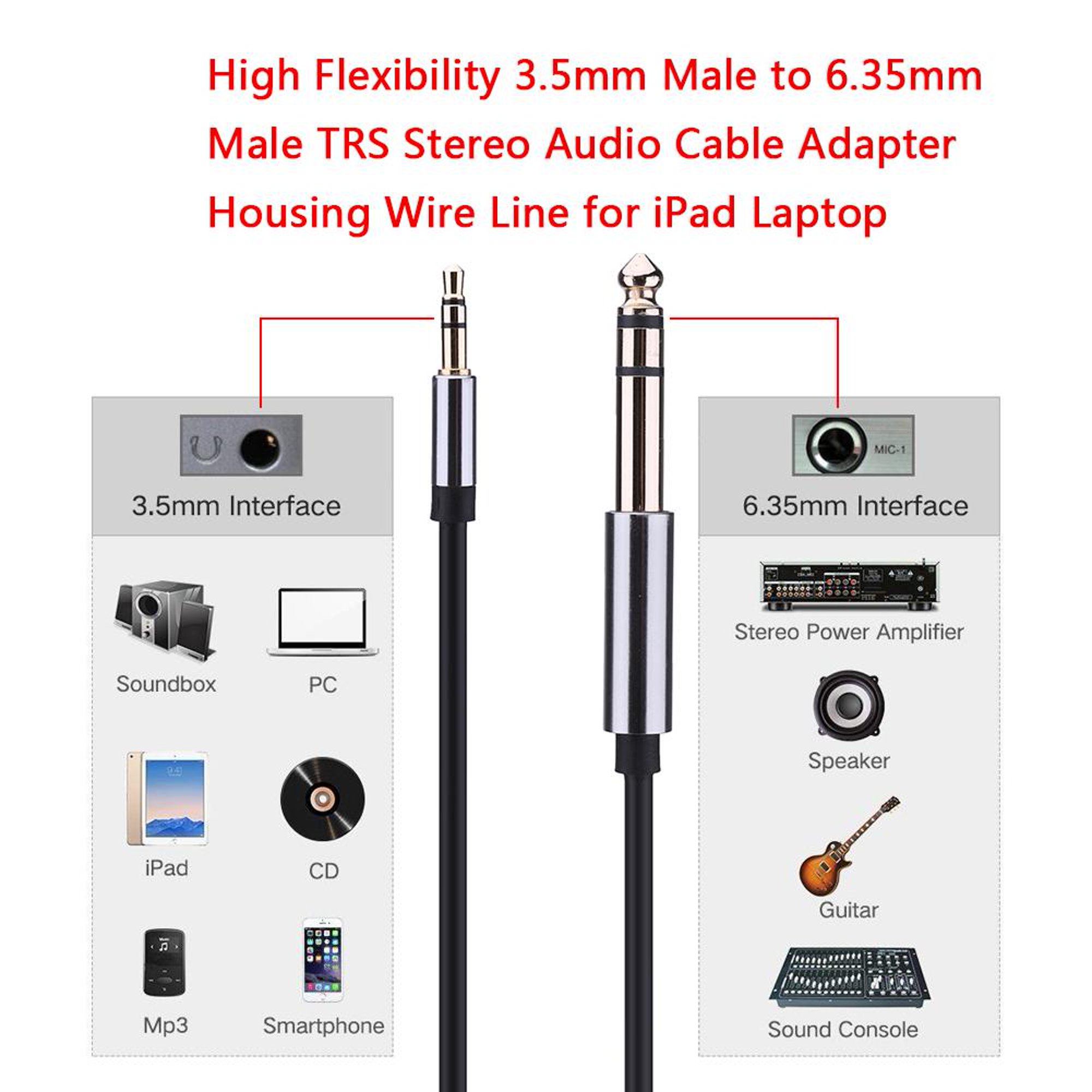 Cable De Audio Macho Mono Jack A Estéreo De 635mm Cable Walmart En Línea 