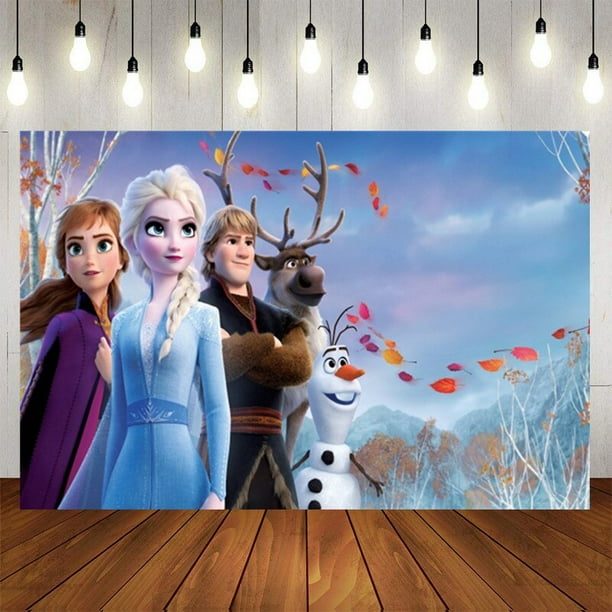 Fondos de Frozen de Disney para niños y niñas, decoración de cumpleaños de  princesa Anna y Elsa, tela de vinilo, suministros para Baby Shower, regalos  - AliExpress