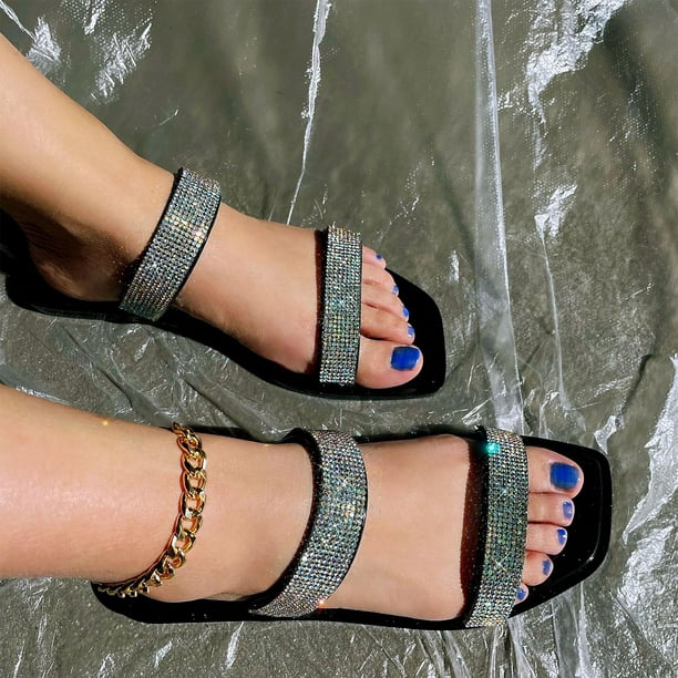 Sandalias de verano para mujer, sandalias planas sin cordones