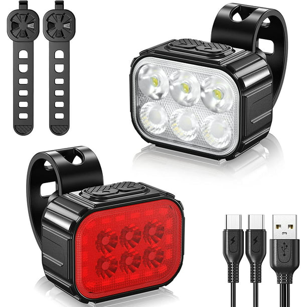 Luz delantera y trasera para bicicleta, potente luz LED para bicicleta,  recargable por USB, 8/12 opciones de modos, IPX65, impermeable, lámpara  para