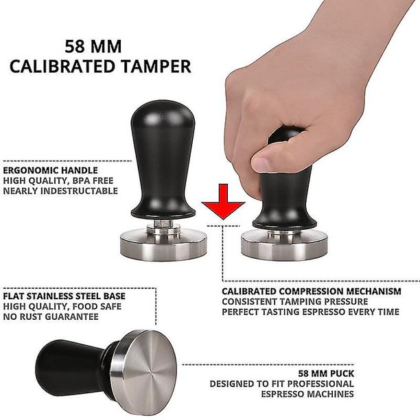 Tamper De Presión Calibrado Para Café Y Espresso 58m Acero Inoxidable Con Resorte Bodega 