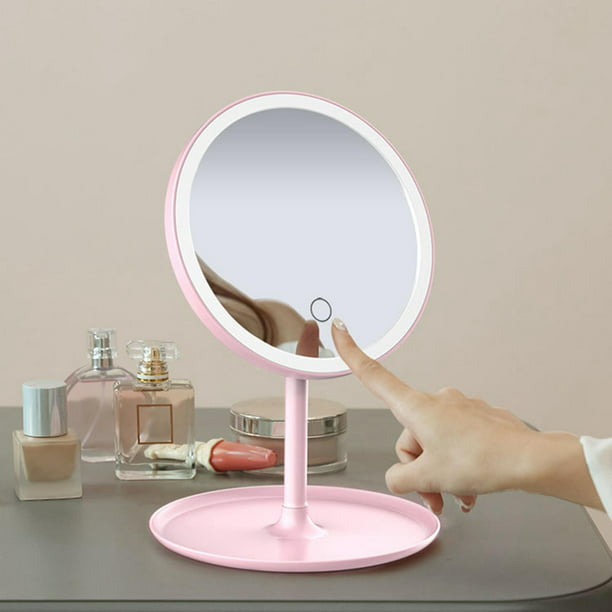 Espejo de maquillaje desmontable con luces LED Sensor táctil Luces  regulables con 3 configuraciones de luz Espejo cosmético de viaje Rotación  de 90 
