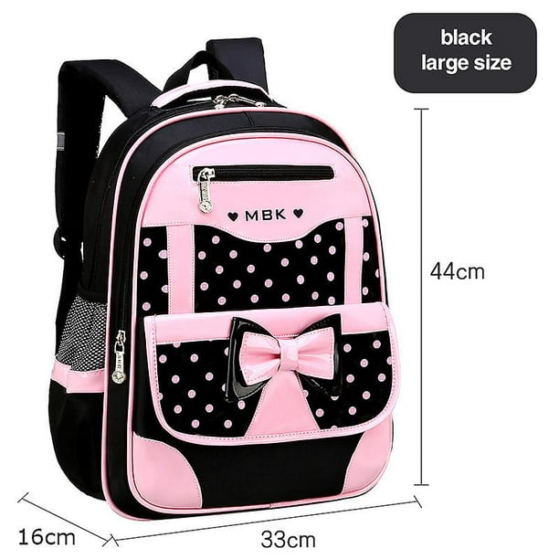 Mochila escolar para niños de 6 a 12 años / Conjunto de mochila escolar  para niña Mochila escolar linda con lazo rosa negro Mochila escolar Kawaii  Mochila ASingle Small Black