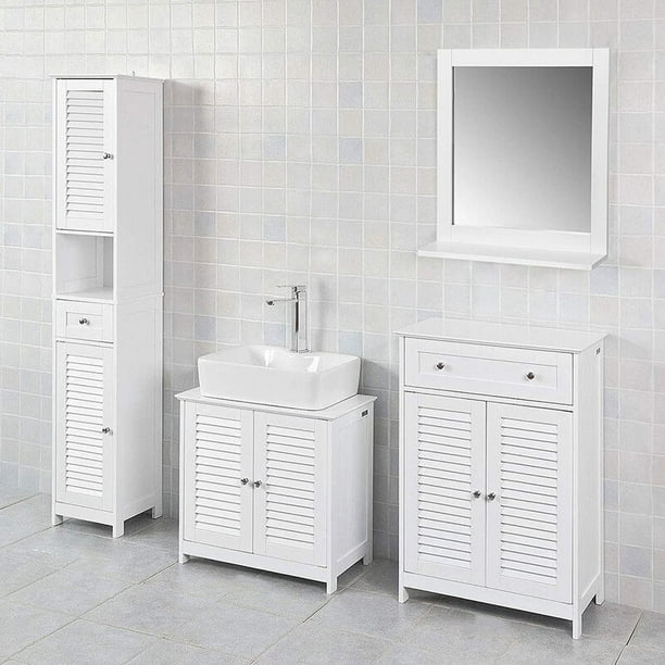 Mueble de almacenamiento alto para baño, blanco, con 1 cajón y 2 puertas  NEW US