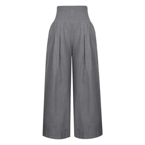 Gibobby Pantalones de lino a la moda para mujer, pantalones