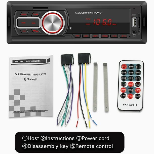 Aprobación Oír de America Radio De Coche 5208E Radio de coche Reproductor de audio multimedia  Bluetooth Tarjeta TF U Disco AUX Unidad principal Likrtyny Accesorios para  autos y motos | Walmart en línea