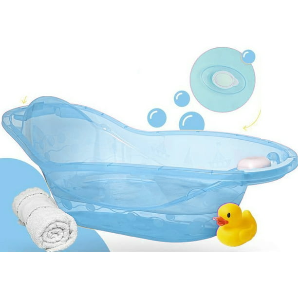 Bañera , Tina portátil para bebe de Plastico Azul con tapón de salida de  agua en plástico libre de BPA Jaguar Plásticos Cuidado del Bebé