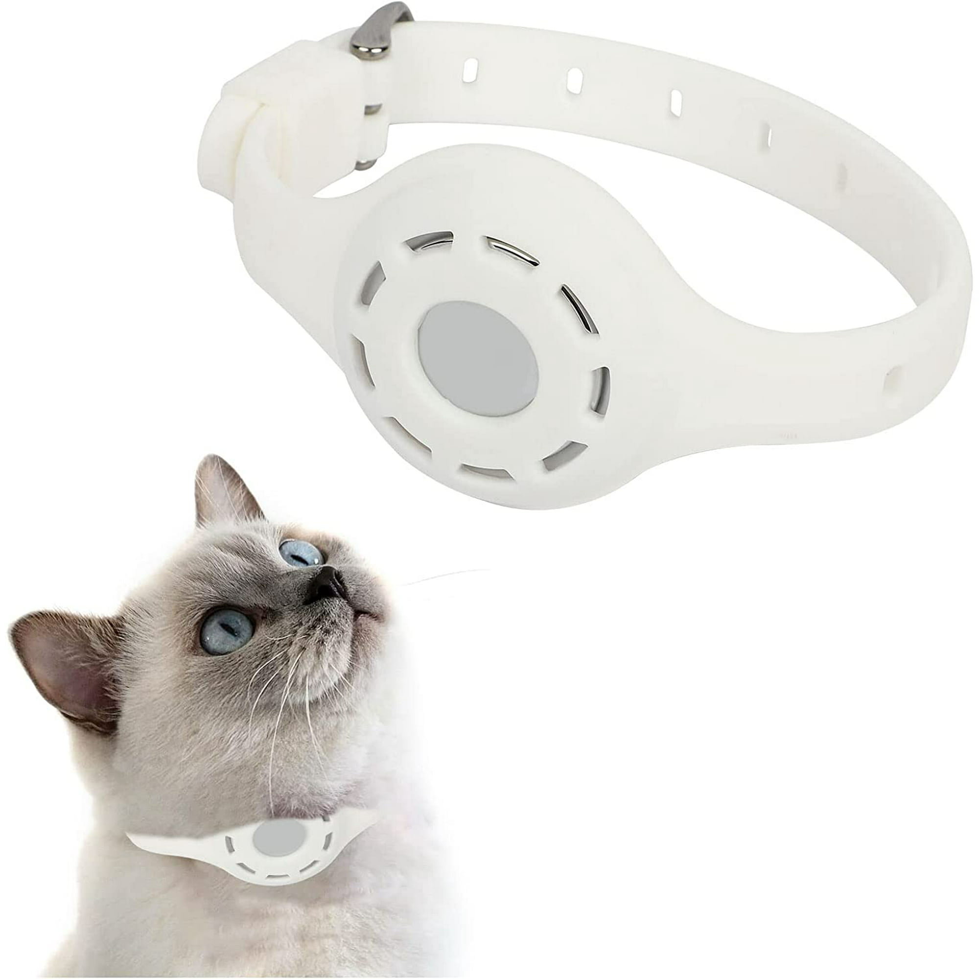 Collar para gatos Airtag con campana, ajustable, con hebilla de seguridad y  funda de silicona compatible con Apple Airtag con patrón geométrico para