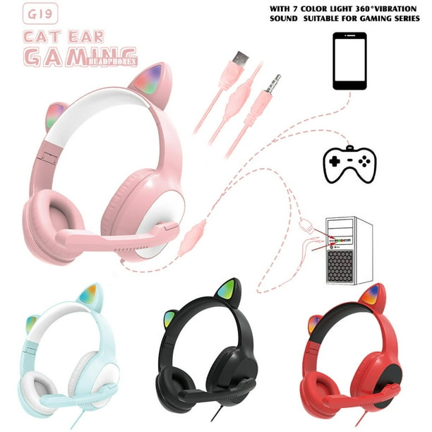 Auriculares inalámbricos con luz de Flash para niños, Audífonos Bluetooth  con micrófono, auriculares estéreo para juegos