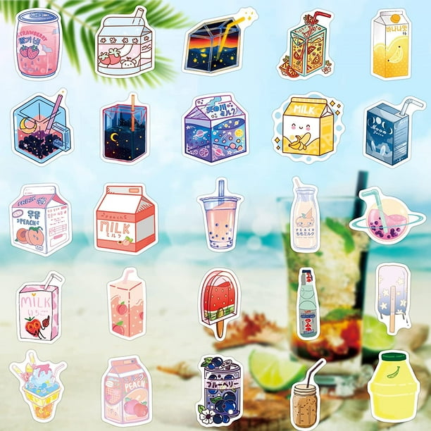 Lindas Pegatinas Kawaii, 50PCS Kawaii Drink Pegatinas Estéticas