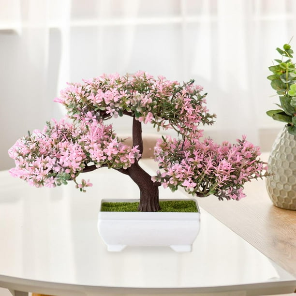 Pequeño bonsái artificial falso árbol en maceta planta hogar