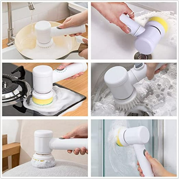 Cepillo de limpieza eléctrico para el hogar, cepillo de lavado de baño 5 en  1, herramienta