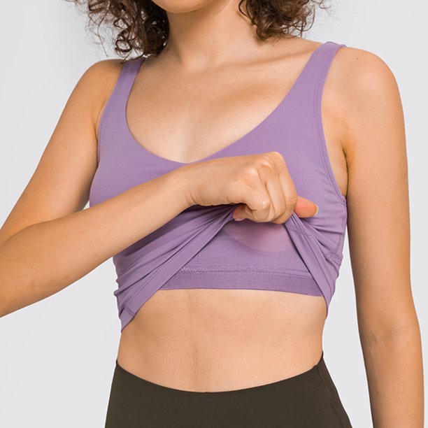 Chaleco de yoga morado, sujetador deportivo, ropa interior de yoga