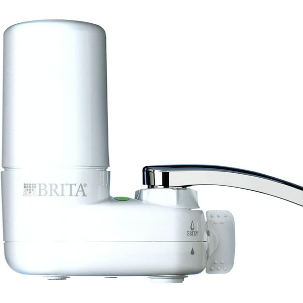 Brita Dispensador de filtro de agua XL para grifo y agua potable con 4  filtros estándar, dura 2 meses cada uno, capacidad de 27 tazas, sin BPA,  gris