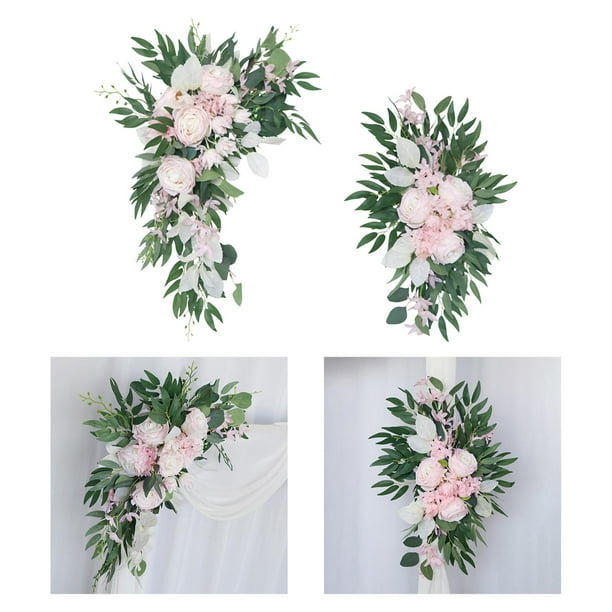 Guirnalda de rosas artificiales de larga duración, guirnalda de hojas  colgantes falsas para decoración de bodas, fiestas, pared (rosa)