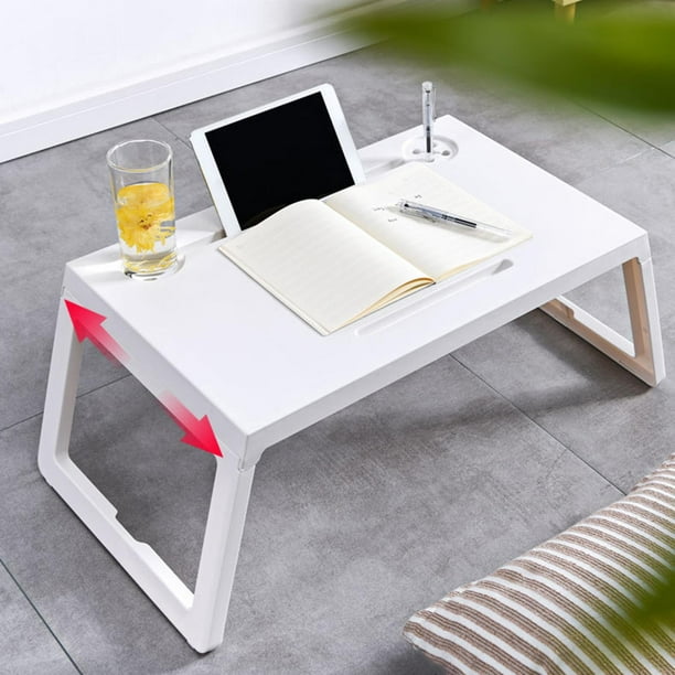 Mesa de cama plegable para laptop, bandeja de desayuno portátil para  escritorio, bandeja de cama con ranura para soporte para portátil, para  trabajar
