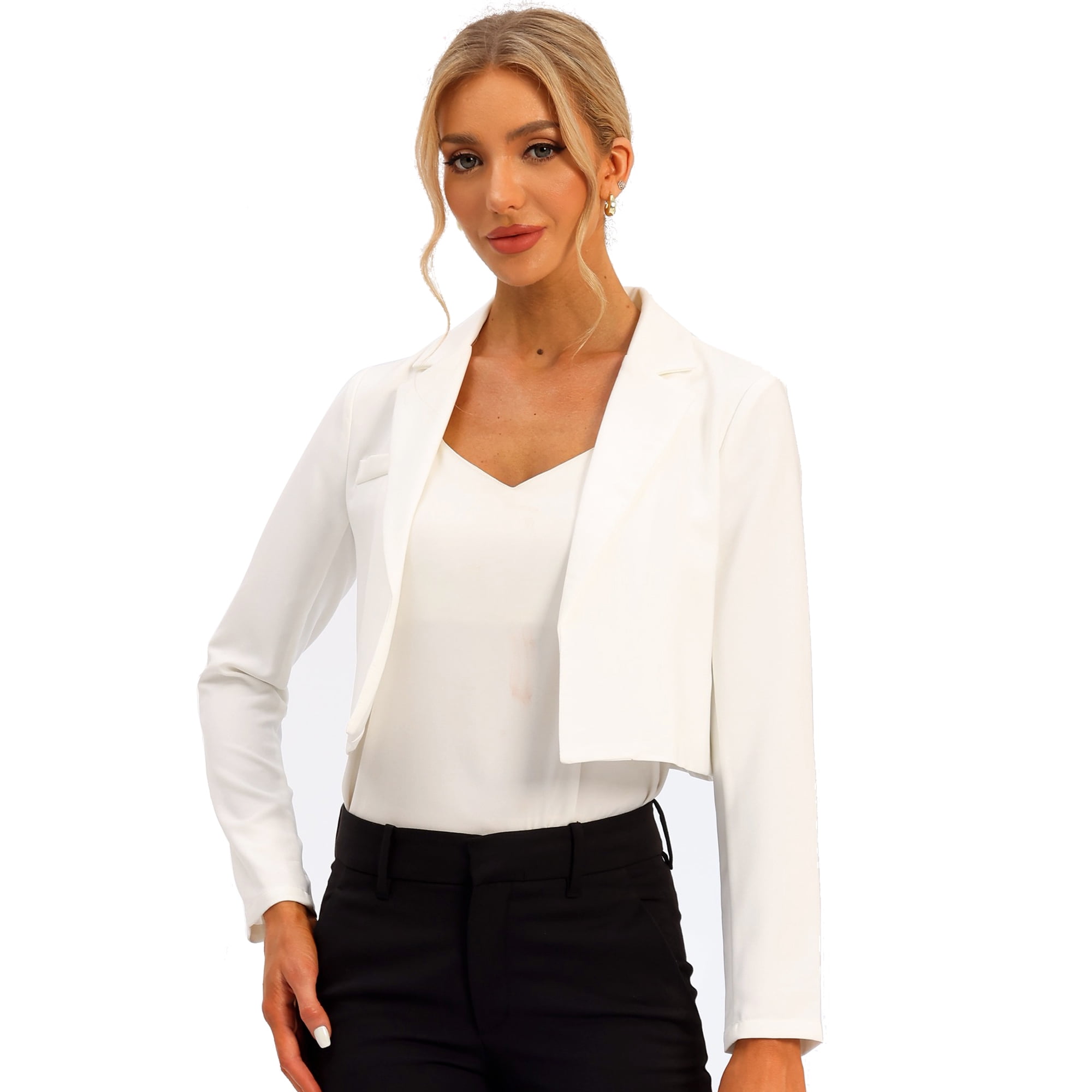 Blazers - Chaqueta de manga larga con solapa para mujer, estilo casual,  para trabajo, oficina, parte delantera abierta, chaqueta tipo blazer