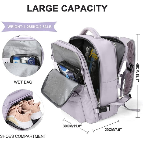 Mochila de viaje grande para mujer, mochila de senderismo impermeable para  deportes al aire libre, mochila informal, mochila escolar para computadora  portátil de 14 pulgadas con puerto de carga USB