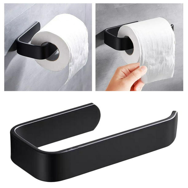 Portarrollos de papel higiénico de tela adhesiva de montaje en pared sin  perforador con soporte de papel higiénico negro Negro B Fanmusic  Portarrollos de papel higiénico