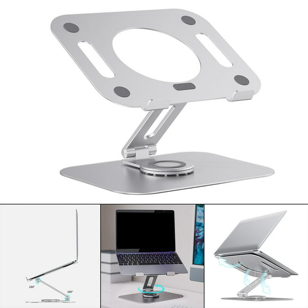Soporte para computadora portátil para escritorio, soporte ajustable para  computadora con base giratoria de 360°, elevador ergonómico para  computadora