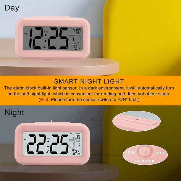 Reloj Despertador Digital Calendario Temperatura de Sobremesa Sensor Panta  LCD