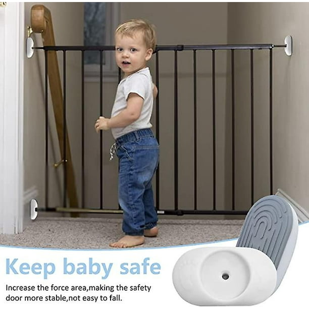 Puerta de escalera de seguridad para bebés blanca protectora en la