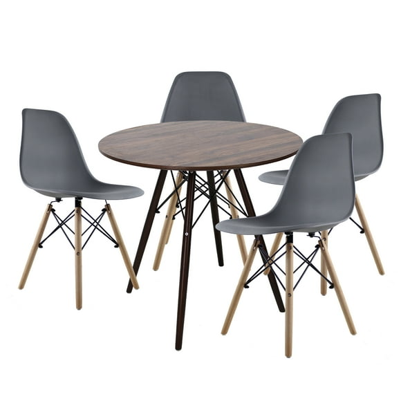 set de comedor oslo 80 mundo in  mesa nogal y 4 sillas eames gris mundo in minimalista