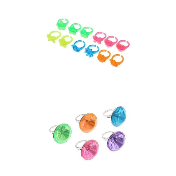 17pcs coloridos anillos de diamantes de plástico favor de fiesta de juguete para niños rellenos de bolsas de fiesta sunnimix juguete de la joyería de los niños