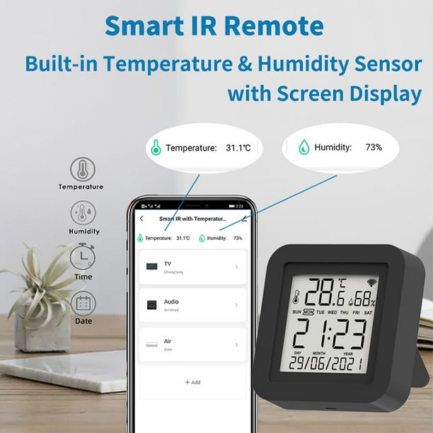Bearachild Termómetro WiFi inteligente para PC, portátil, 2 en 1, pantalla  de fecha de reemplazo preciso, Sensor de temperatura con soporte  Electrónica