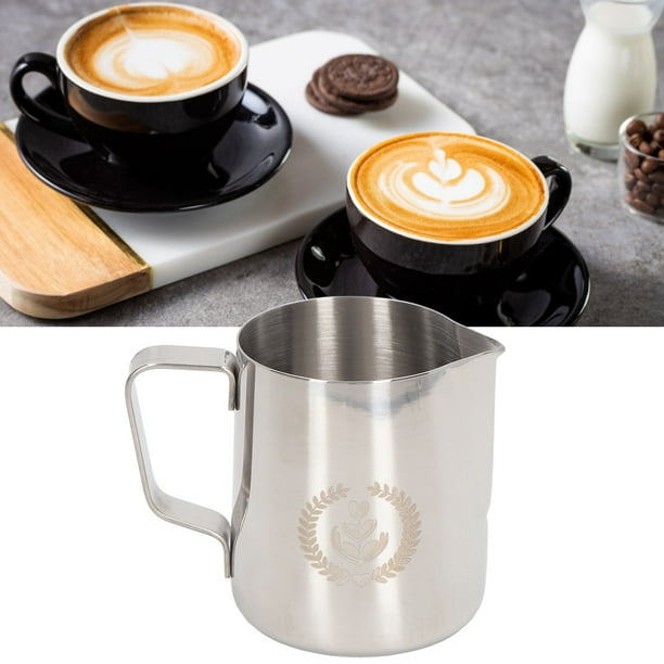 Jarra de espuma de café con leche de 350ml, taza espesada de acero  inoxidable 304, jarra de leche, cafetera, taza de espuma para Latte, Color  natural