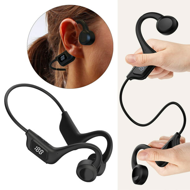 Auriculares de conducción ósea 【Versión 2022】Auriculares de oreja abierta  Bluetooth 5.2 con cancelación de ruido inalámbrica para deportes
