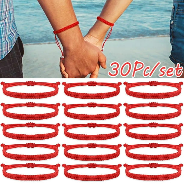 Pulseras de la suerte de hilo rojo del destino para parejas, juego de  pulseras de pareja, joyería de amor de la suerte para hombres y mujeres, 2  - AliExpress