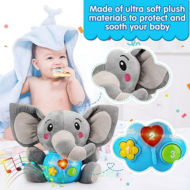Elefante de peluche música juguetes para bebés 0 3 6 9 12 meses